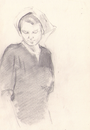 Portrait of Female Worker, 1947 (pencil on paper)