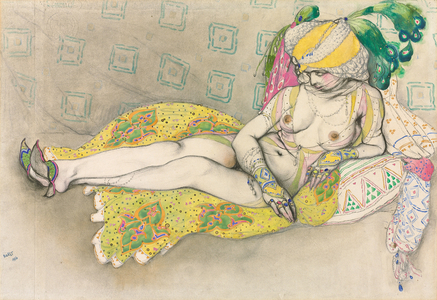 The Yellow Sultana, 1916 (charcoal, w/c & gouache, heightened with gold, on two joined sheets of paper)