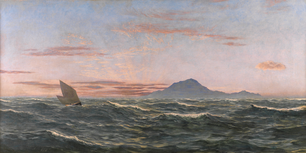 Sunset off Lundy Island (oil on canvas)