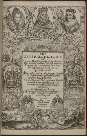 Title page containing portraits of Queen Elizabeth Ist; King James and Charles Ist.