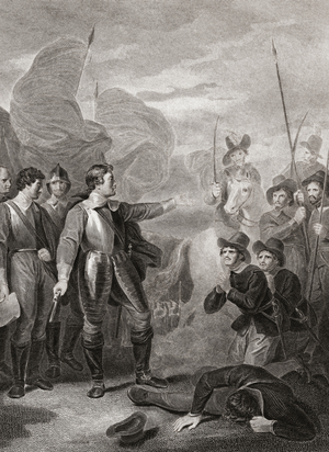 Oliver Cromwell suppressing the Burford Mutiny. (print)
