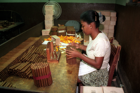 Turner at the Partagas cigar factory in Havana..., 1999 (photo)