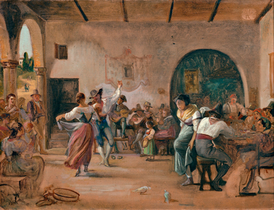 Dance in an Osteria, c.1860 (oil on card)