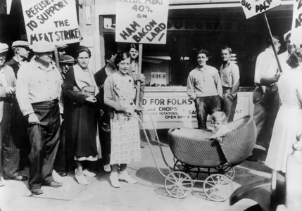 Protest against too high meat prices, 1935 (b/w photo)