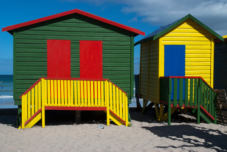 Victorian bathing houses, False Bay, Muizenberg, Cape Town, South Africa (photo)