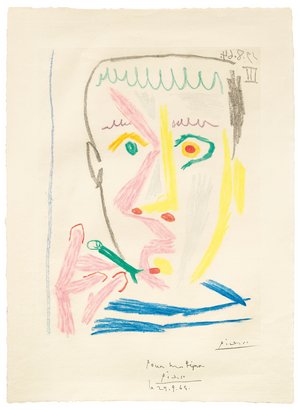 Fumeur II, 1964 (aquatint in colours)