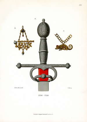 Renaissance Ceremonial Sword with Pendants, 1550-1580 (chromolitho)