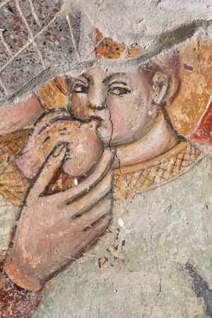 Particular Madonna breastfeeding the Child; fresco, 14th century (fresco)