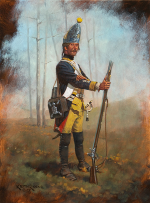Hessen Cassel Leib Infantry Grenadier, 1776, 2013 (oil on board)