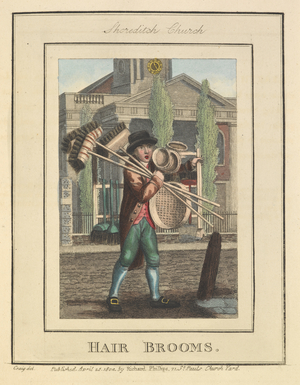 Hair brooms. Shoreditch church.