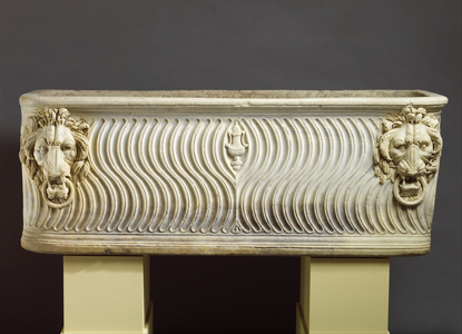 Marble strigilated sarcophagus, 220 AD (marble)