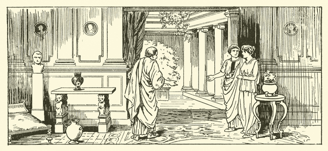 Atrium of Roman house (litho)