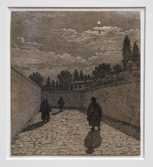 Moonlight on the Road, Illustration for Linear Perspective, table IV 1838-40 (etching)