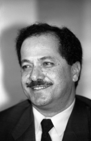 Masud Barzani (Iraq Chairman of the Kurdistan Democratic Party, DPK) in Bonn, optimistic..., 1992 (photo)