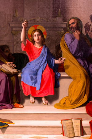 Jesus among the Doctors of the Church, 1862; detail, Jesus as a child (Oil on canvas)