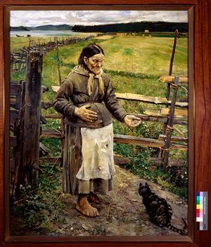 Old woman and a cat, 1885 (Oil on canvas)