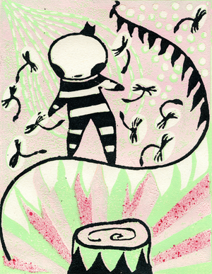 At the Circus, 2010, (relief print on paper)