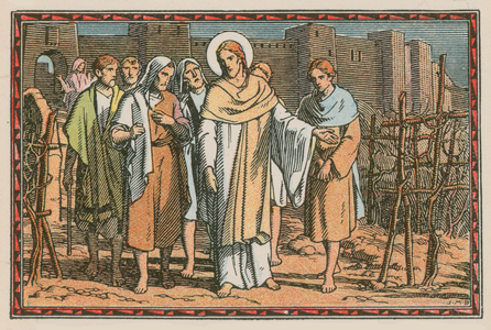 Scene from the life of Jesus (coloured engraving)