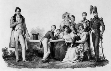 French king Louis-Philippe (1773-1850, king in 1830-1848) and his wife queen Marie-Amelie, engraving