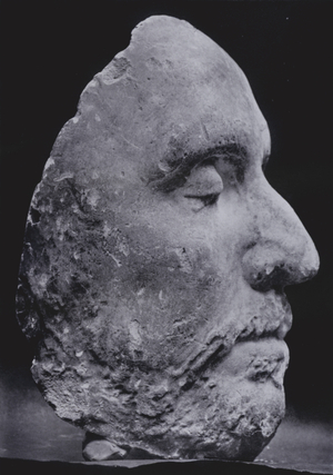 Death Mask of Cromwell in the Ashmolean Museum, Right Profile (b/w photo)