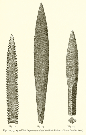 Flint Implements of the Neolithic Period (engraving)