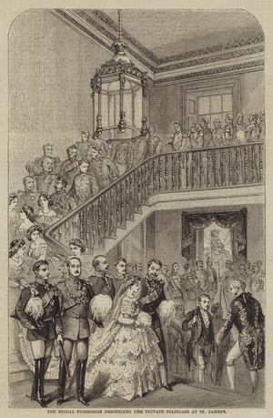 The Bridal Procession descending the Private Staircase at St James's (engraving)