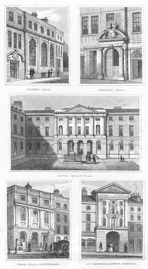 Page of London views, 1835 (engraving)