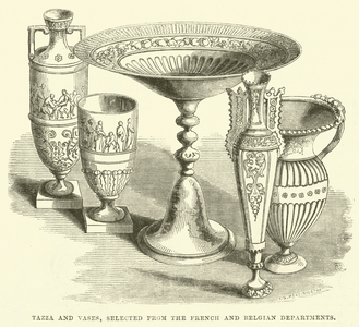 Tazza and vases, selected from the French and Belgian Departments (engraving)