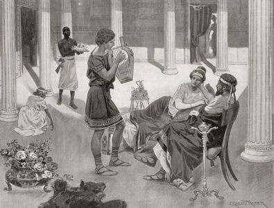The interior of a Greek house, from Hutchinson's History of the Nations, pub.1915