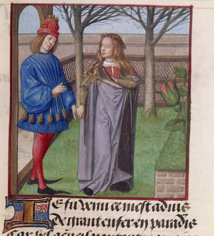 The Lover led to the Rose from 'Le Roman de la Rose', 15th century (miniature)