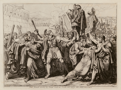 Publius Horatius killing his sister Camilla (etching)