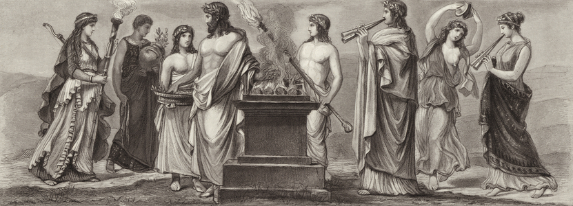 Occupations in Ancient Greece. Illustration for Bilder-Atlas (engraving)