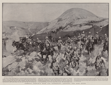 General French's Dash for Kimberley, Crossing the Riet River (litho)