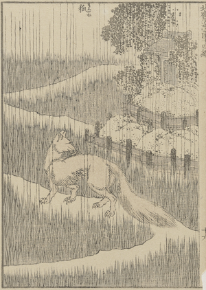 Fox in the Rain, c. 1840 (woodblock print)