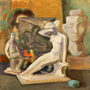 Still Life with Matveev Figurines, 1966 (oil on card)