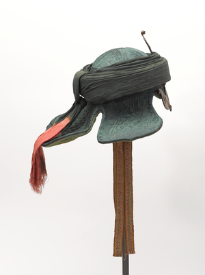 Helmet taken from Tipu Sultan's palace, Seringapatam, 1799 (fabric and metal)