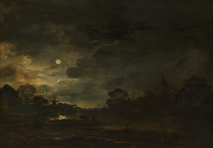 Landscape by Moonlight, 1640 (oil on panel)