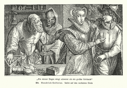 Satire of an old man in love (engraving)