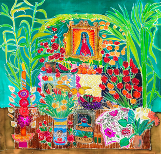 Shrine, Day of the Dead, Oaxaca, 2023 (dyes on silk)