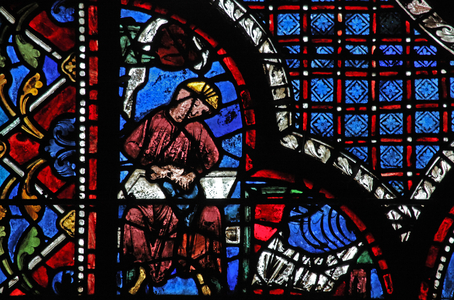 The Good Samaritan window: the donors - shoemakers (w44) (stained glass)