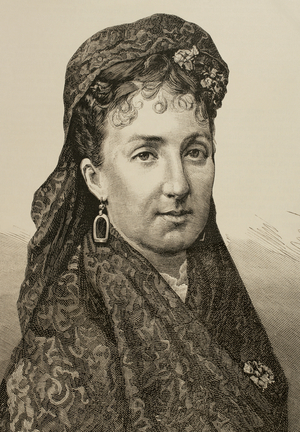 Portrait of Maria Cristina de Orleans (1852-1879) by Arturo Carretero Sanchez (1852-1903) (engraving)
