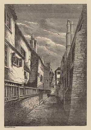 Houses in Cloth Fair, London (engraving)