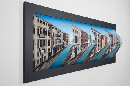 Forking Canals, 2014-2017 (oil and photographic collage on board construction)