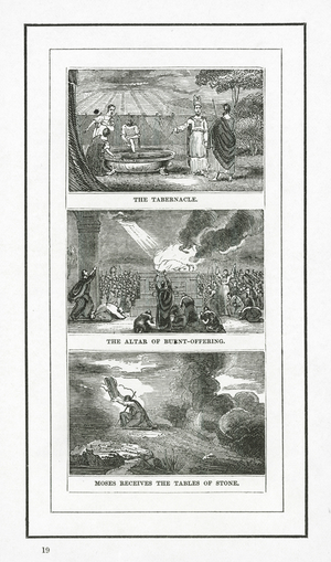 The Tabernacle; The Altar Of Burnt-Offering; Moses Receives The Tables Of Stone (engraving)