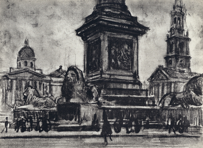 Lions, Trafalgar Square (litho)