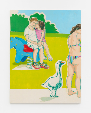 Duck, Duck, Goose, 2024 (oil and collage on canvas)