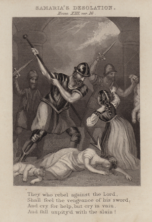 Samaria's desolation, Hosea XIII, ver 16 (engraving)