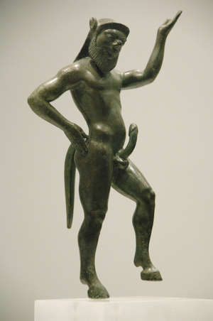 Greek art. Statue of Silenus, a satyr and minor god of drunkenness, as a man and a horse. 