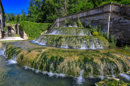 Fontenay Abbey - fountain between The forge, The Porter's Lodge and the Hostelry (photography)