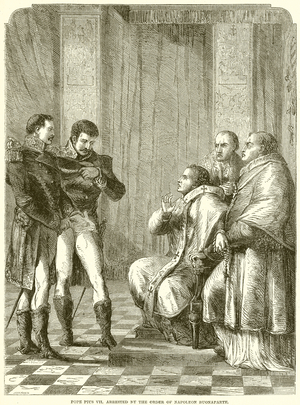 Pope Pius VII. arrested by the order of Napoleon Buonaparte (engraving)